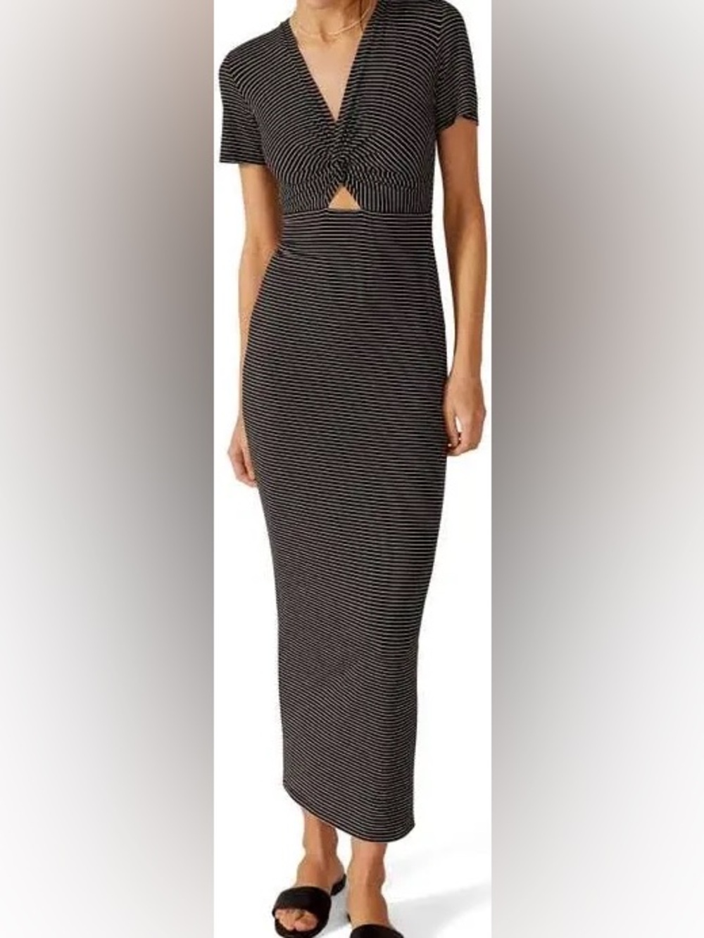 Favorite Daughter Day to Night Stripe Dress Black White Knit Midi Maxi NWT M